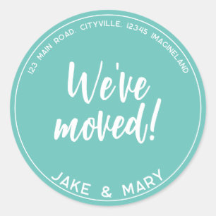 Change of address Simple Modern We've moved Classic Round Sticker