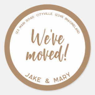 Change of address Simple Modern We've moved Classic Round Sticker