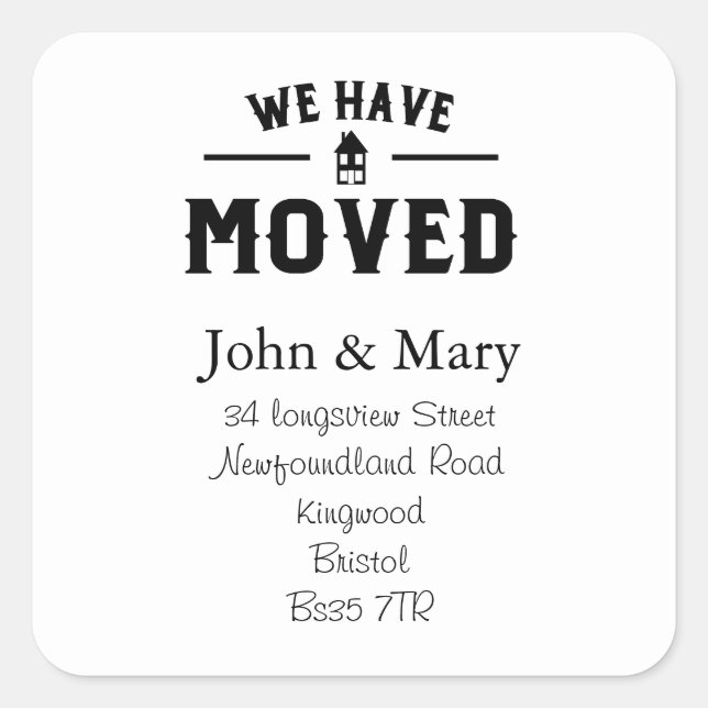 Change of Address sticker black and white (Front)