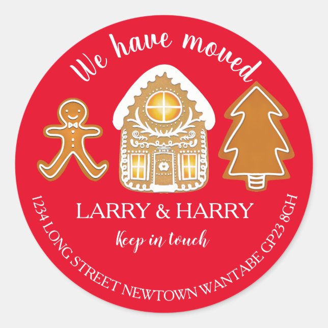 Change of Address sticker christmas gingerbread (Front)