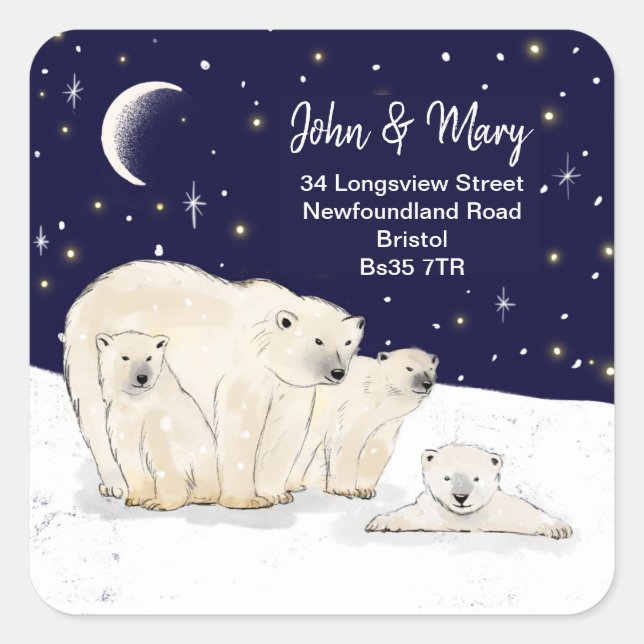 Change of Address sticker christmas polar bear (Front)