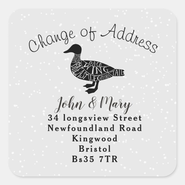 Change of Address sticker duck (Front)