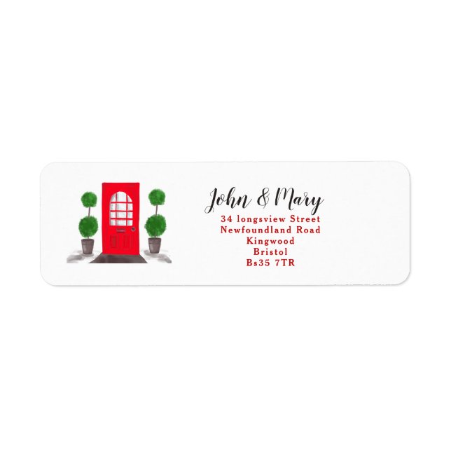 Change of Address sticker red front door (Front)