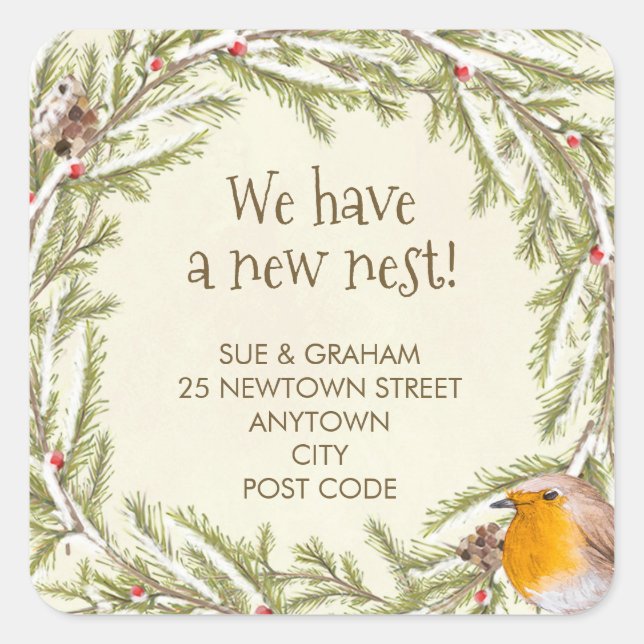 change of address sticker robin christmas winter (Front)