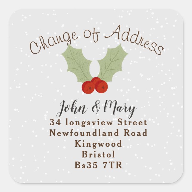 Change of Address sticker snow (Front)