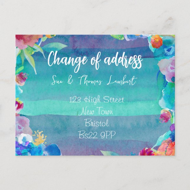 Change of address water-colour postcard (Front)