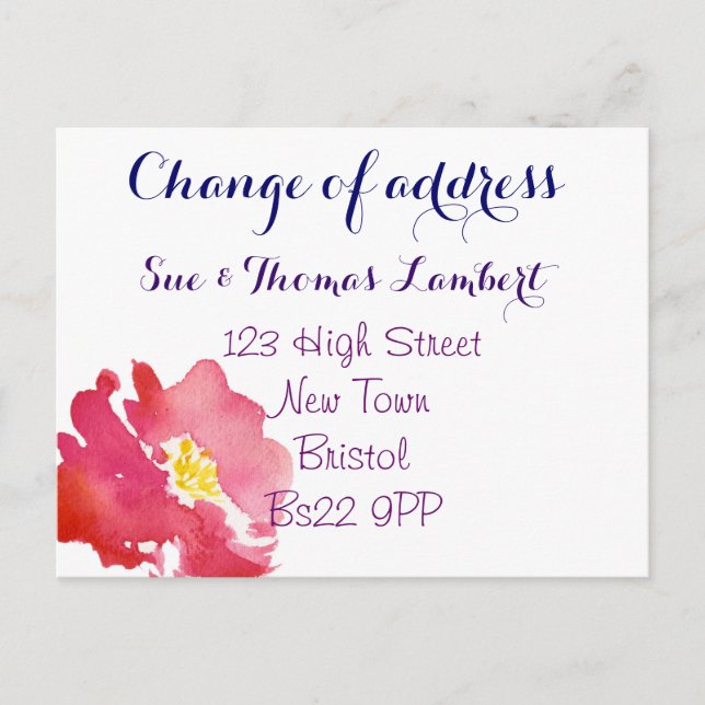 Change of address water-colour postcard (Front)