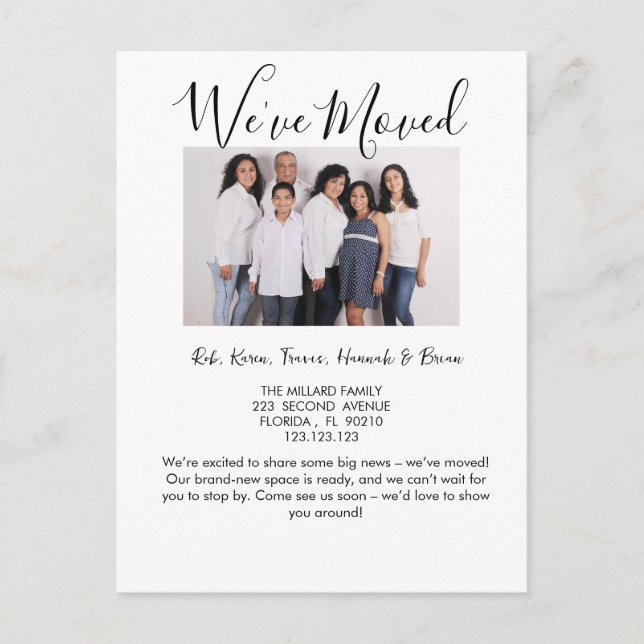 Change of address we have moved announcement postcard (Front)