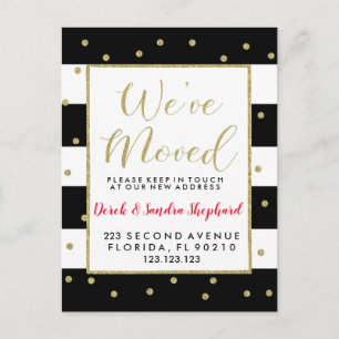 Change of address we have moved gold new year announcement postcard