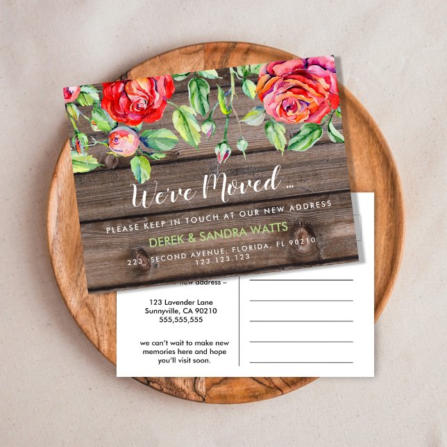 Change of address we have moved house floral announcement postcard (Creator Uploaded)