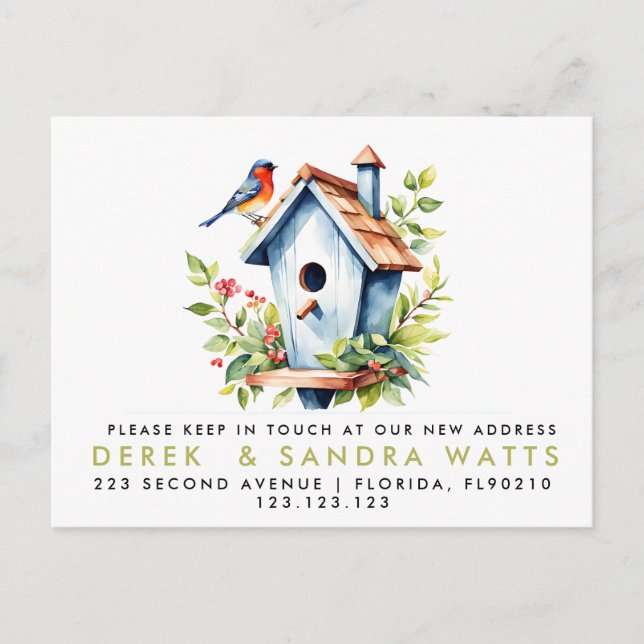 change of address we've moved announcement bird postcard (Front)
