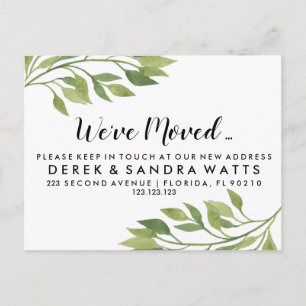 Change of address we've moved botanical announcement postcard