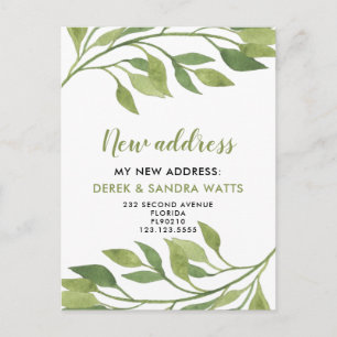 Change of address we've moved botanical announcement postcard