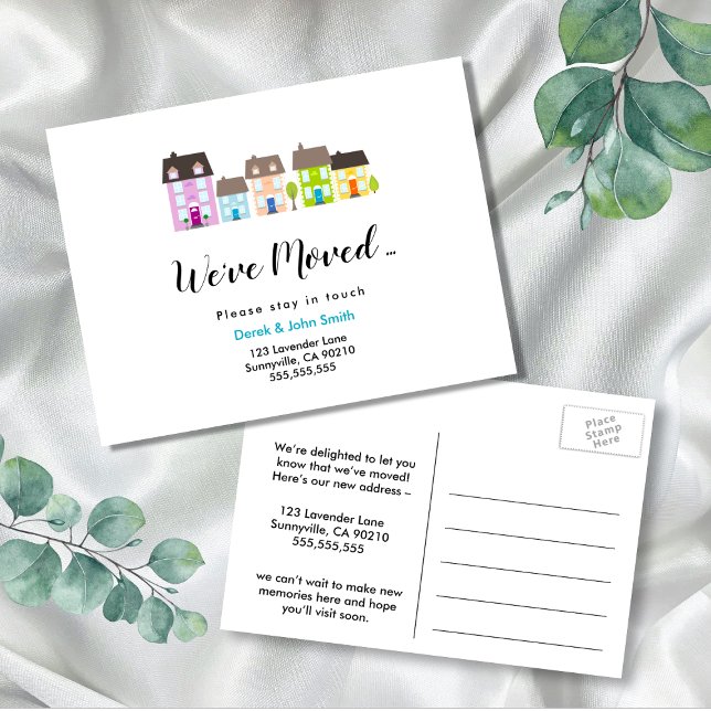 Change of address we've moved house colourful announcement postcard (Creator Uploaded)