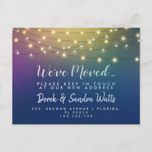 Change of address we've moved rainbow lights announcement postcard