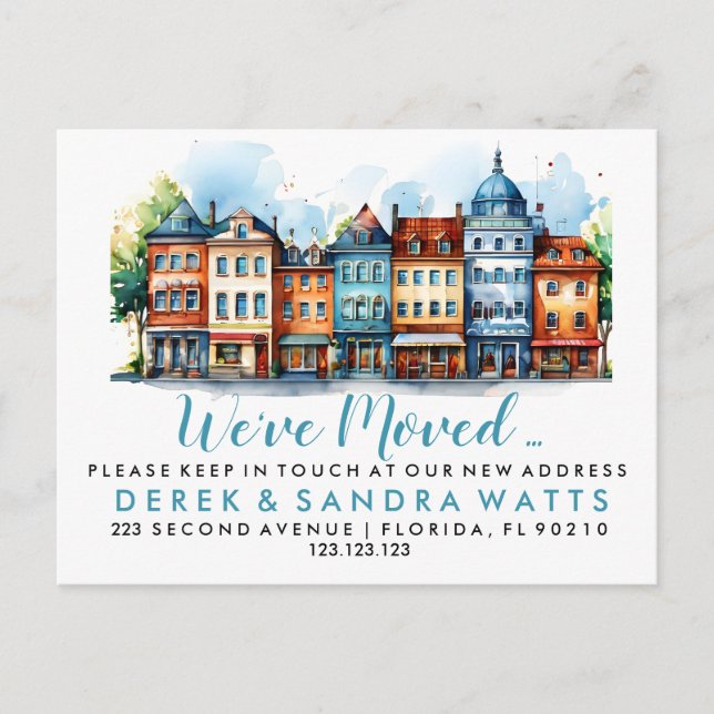 Change of address we've moved street  announcement postcard (Front)