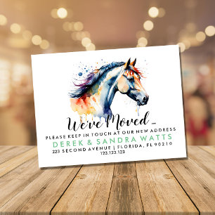 Change of address we've moved watercolor horse announcement postcard