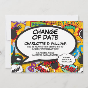 Change of Date Fun Postponed Modern Typographic Save The Date