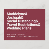 Change of Date Funny Ampersand Burgundy Wedding