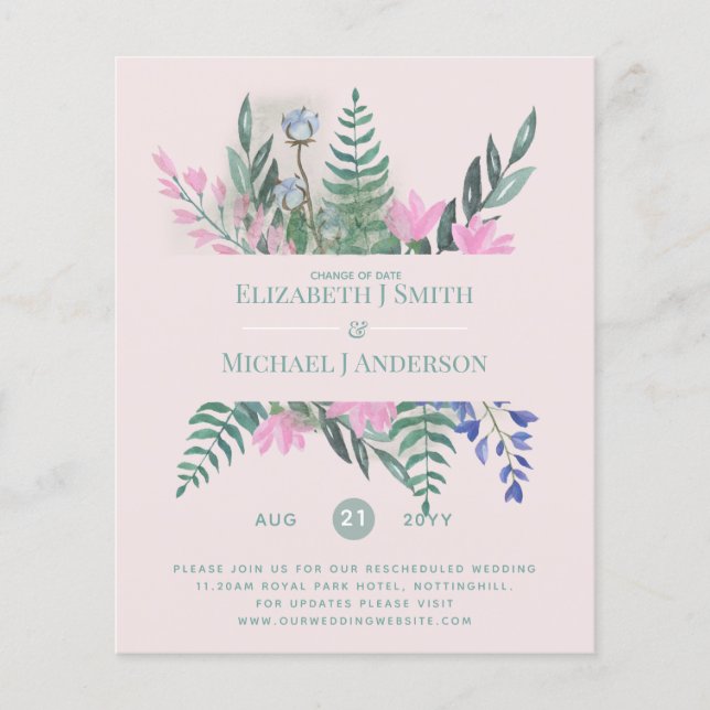 Change of Date Plans Postponement Wildflowers Chic (Front)