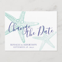Change of Date Starfish Teal Beach Wedding