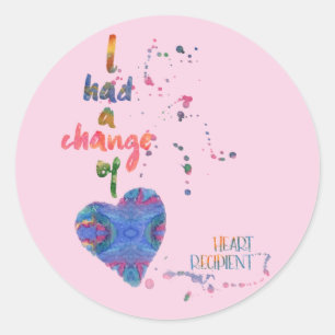 Change of Heart, Watercolor, Heart Recipient Classic Round Sticker