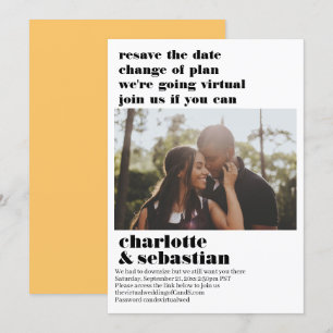 Change of Plan Virtual Wedding Save the Date Photo