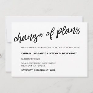 Change of plan wedding date announcement