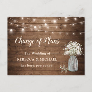 Change of Plans Baby's Breath Rustic String Lights Postcard