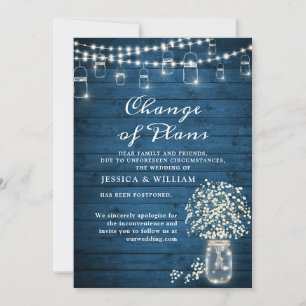 Change of Plans Baby's Breath String Lights Rustic Invitation