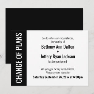 Change of Plans Bold Postponed Wedding Card