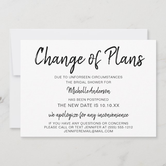 Change of Plans Bridal Shower (Front)