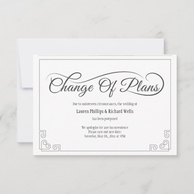 Change of Plans Card (Front)