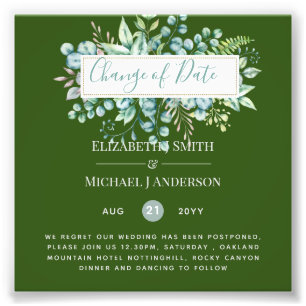 Change of Plans Date Greenery Eucalyptus Event Photo Print
