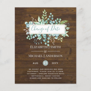 Change of Plans Date Rustic Wood Greenery Event