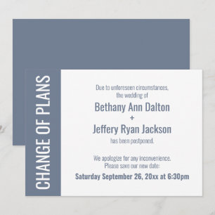 Change of Plans Dusty Blue Postponed Wedding Card