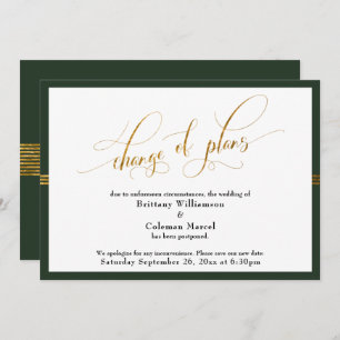 Change of Plans Elegant Green w/ Gold Stripe Card