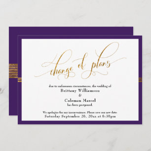 Change of Plans Elegant Purple w/ Gold Stripe Card