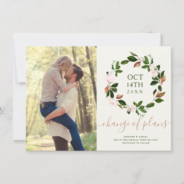 Change of Plans Fall Wedding Photo Invitations (Front)