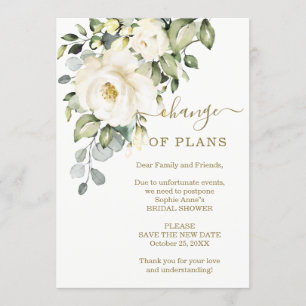 Change of Plans Floral Bridal Shower Postponed Invitation
