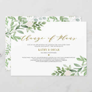 Change of Plans Greenery Wedding Postponement Invitation