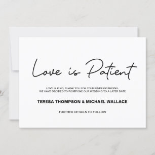 Change of Plans Love is Patient Wedding Postponed Invitation