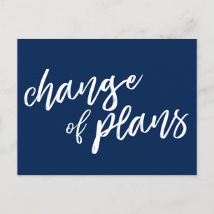 Change of Plans Modern Navy White Postponement Announcement Postcard