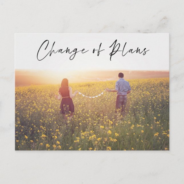 Change of Plans Photo Wedding Date Announcement Postcard (Front)