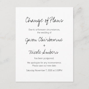 Change of Plans Postpone Wedding Enclosure Card