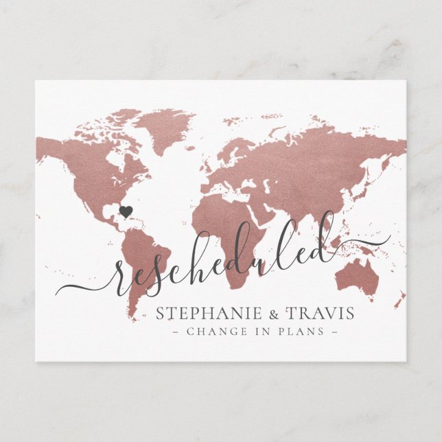 Change of Plans Postponed Destination Wedding Announcement Postcard (Front)