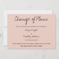 "Change of Plans" Postponed Wedding Blush Card
