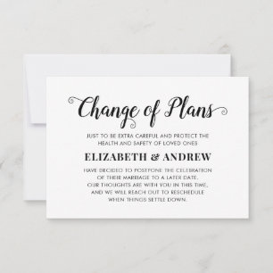 Change of Plans Postponed Wedding Modern Script Announcement