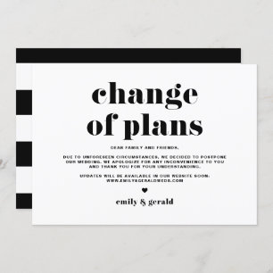Change of Plans Retro Bold Typography Postponement Invitation