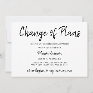 Change of Plans Sweet Sixteen